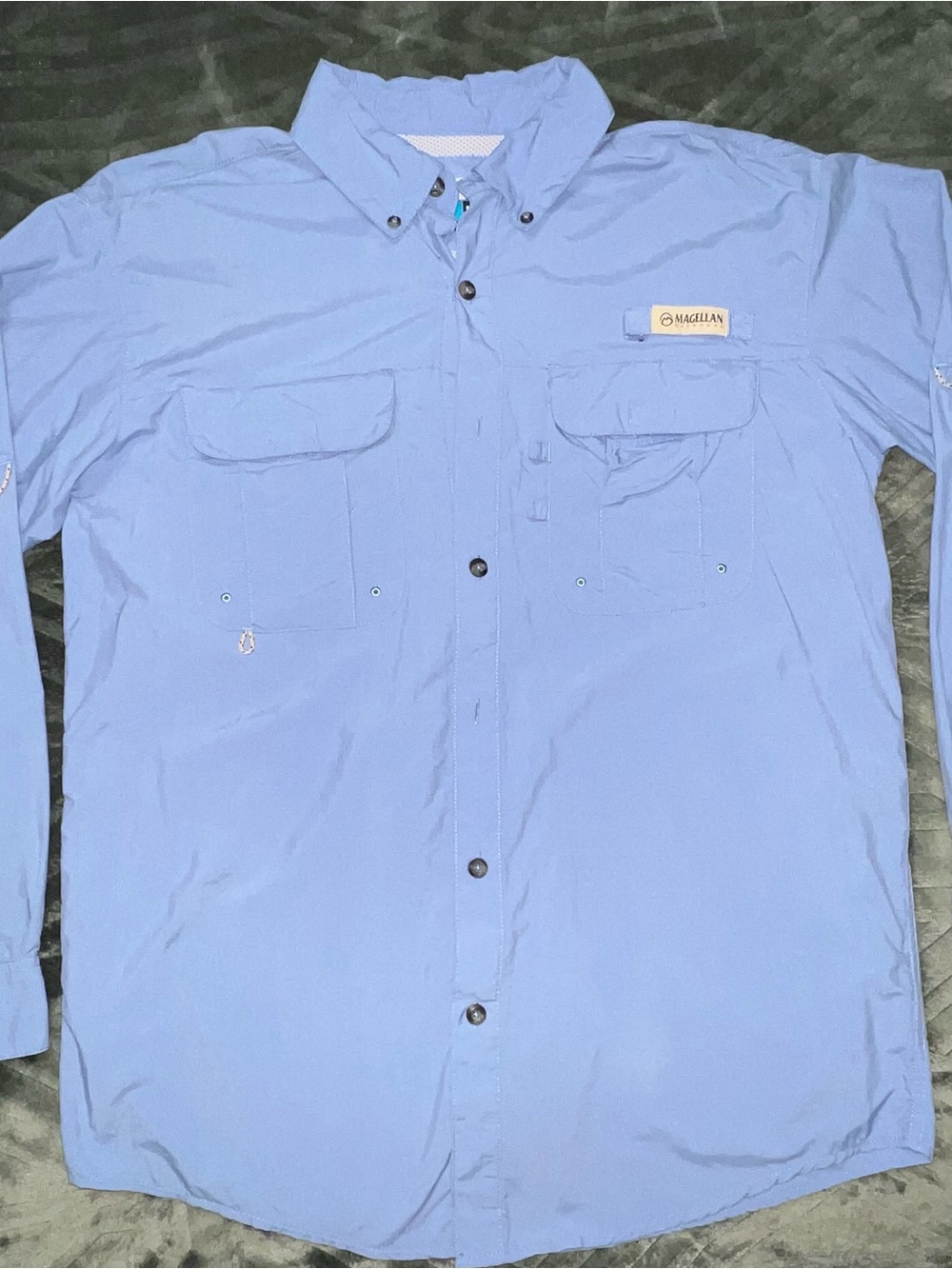 Magellan Outdoors Men's Sky Blue Long Sleeve Button-Down Shirt